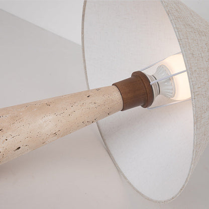 Modern Fabric Lampshade Travertine Stone Table Lamp