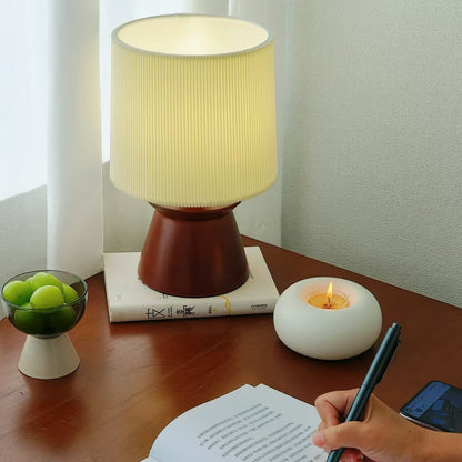 French Retro Solid Wood Striped Table Lamp