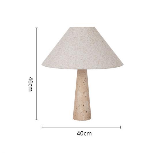 Modern Fabric Lampshade Travertine Stone Table Lamp