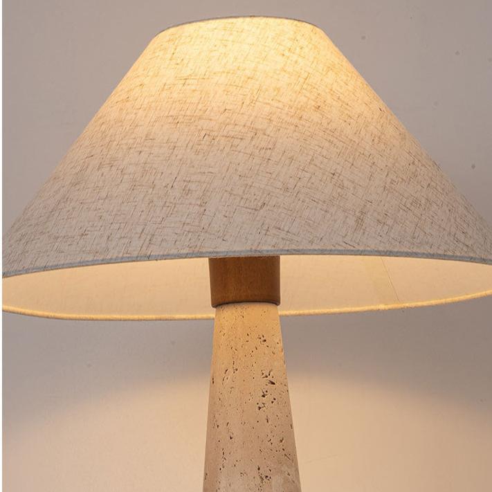 Modern Fabric Lampshade Travertine Stone Table Lamp