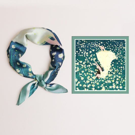 Premium Floriography Painting Square Scarf