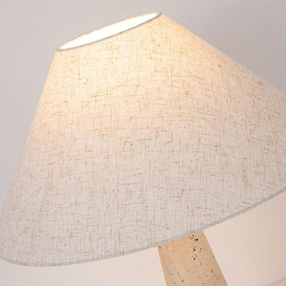 Modern Fabric Lampshade Travertine Stone Table Lamp