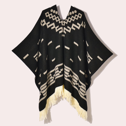 Western Denim Open Front Poncho