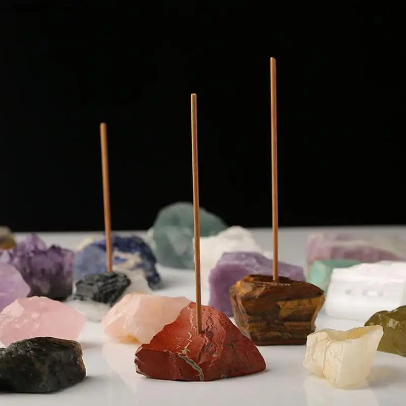 1Pc Natural Quartz Stone Incense Holder Healing Agate Purple Pink White Crystal Incense Base Aromatherapy Gemstone Decoration