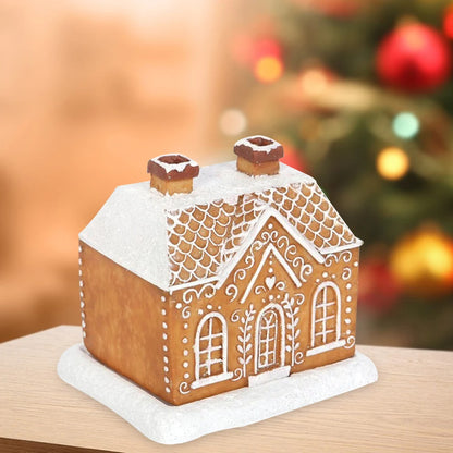 Handmade Gingerbread House Incense Burner Resin Craft Christmas Chimney Log Cabin Incense Burner for Table Centerpiece Decor