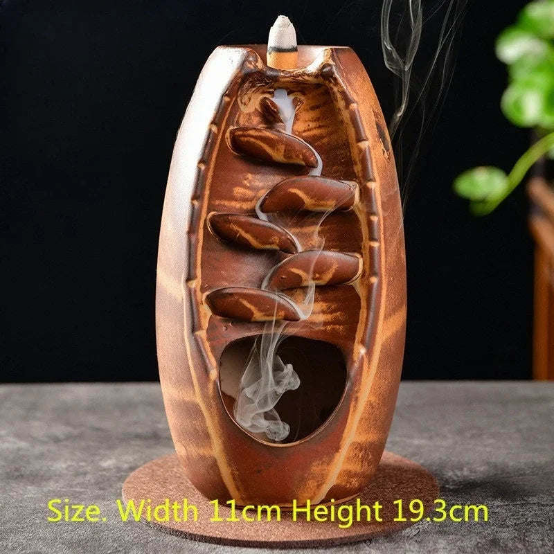 Mountain River Handicraft Waterfall Ceramic Backflow Waterfall Smoke Incense Burner Home Decor Best Christmas Gift