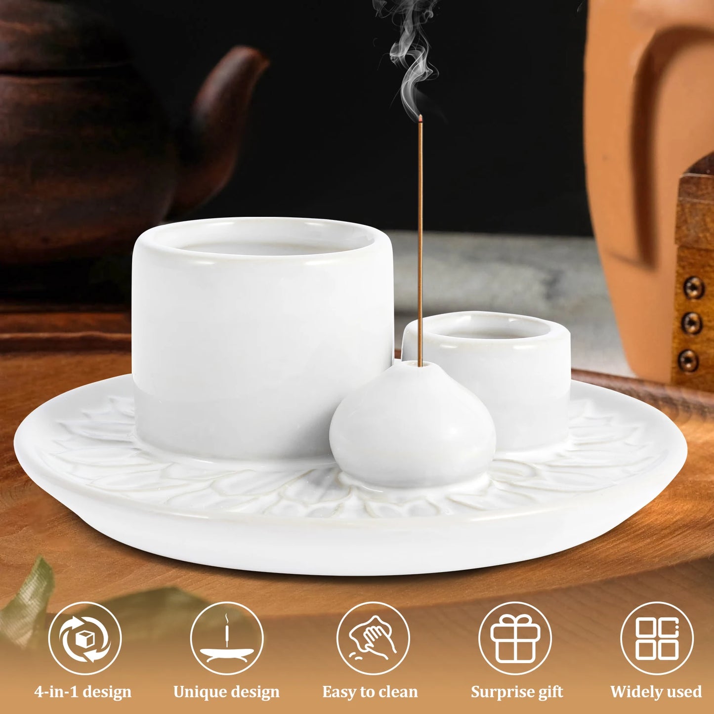 Palo Santo Sticks Holder Ceramic Palo Santo Burner Multi-Purpose Incense Burner Candle Holder Elegant Incense Burner Holder