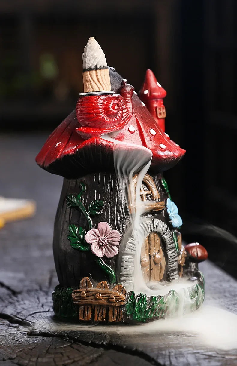 Mushroom House Resin Handicraft Home Ornaments Backflow Incense Burner