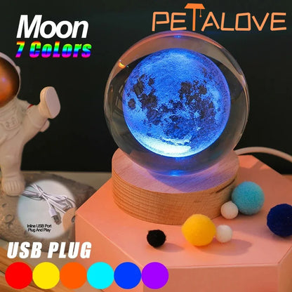 Colorful Saturn Solar System 3D Moon Table Lamp