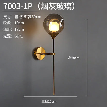 Modern Led Wall Lamp Glass Ball Gold Sconce Lighting Indoor Nordic Living Bedroom Kitchen Fixture Bedside Light Decor Luminaire