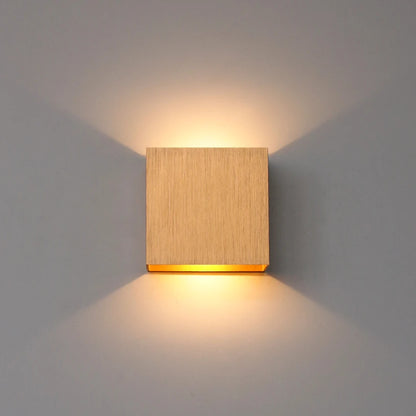 Modern Minimalist Wood Cube Wall Sconce