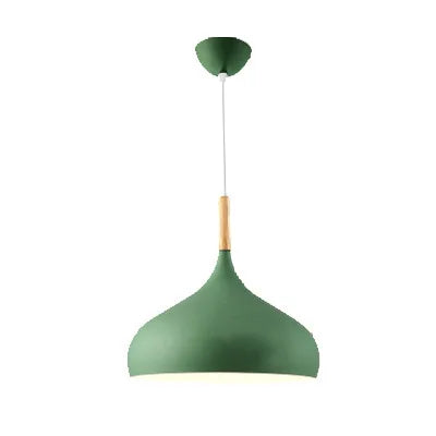 Nordic Colored Chandelier Wooden Pendant Light Bedroom Living Room LED Lamp Single Head Aluminum Children Room Lighting Fixture