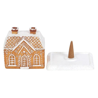 Handmade Gingerbread House Incense Burner Resin Craft Christmas Chimney Log Cabin Incense Burner for Table Centerpiece Decor