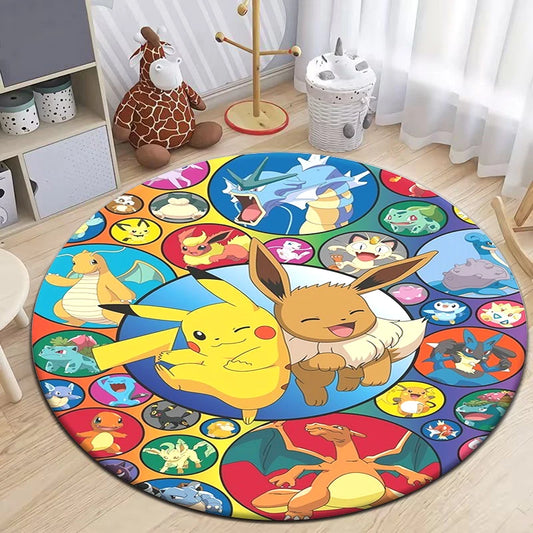 Pokemon Cartoon HD Printed Round Carpet Dropshipping Rug for Living Room Area Rug Large Pet Mat Soft Circle Rugs Room Carpet