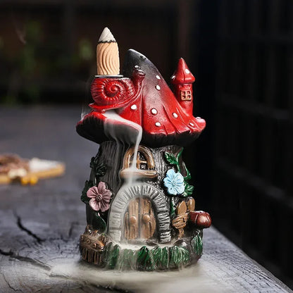 Mushroom House Resin Handicraft Home Ornaments Backflow Incense Burner