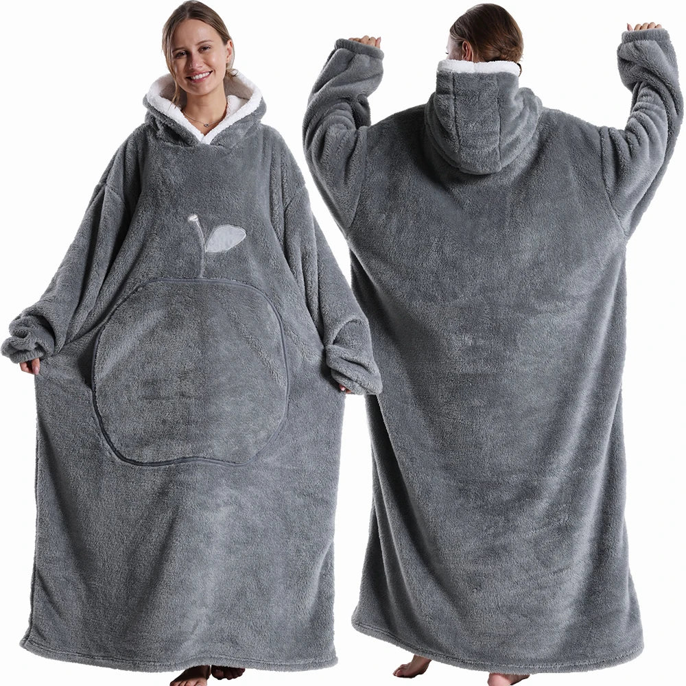 Extra Long Apple Warm Wearable Blanket (55" / 140cm)