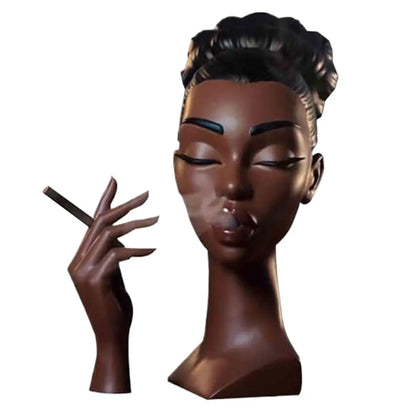 Headscents-Head Incense Burner Black Women Face Resin Incense Censer Incense Stick Holder for Living Room Bedroom Office