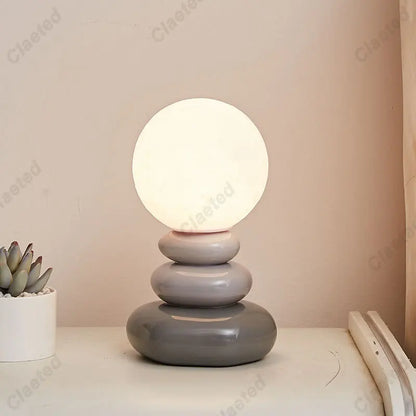 Colorful Stone Table Lamp Bedroom Bedside Lamp Creative Nordic Stacked Stone Shape Living Room Advanced Atmosphere Night Light