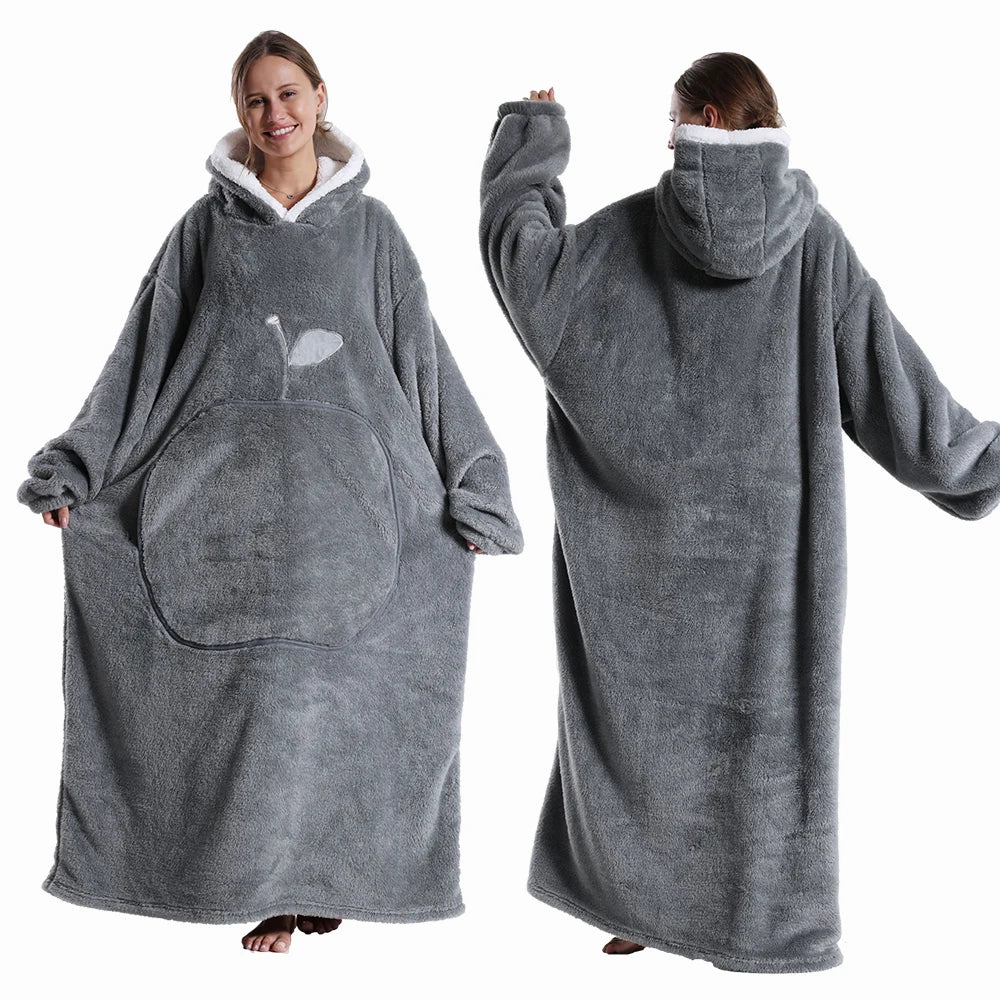 Extra Long Apple Warm Wearable Blanket (55" / 140cm)