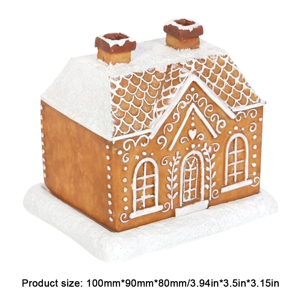 Handmade Gingerbread House Incense Burner Resin Craft Christmas Chimney Log Cabin Incense Burner for Table Centerpiece Decor