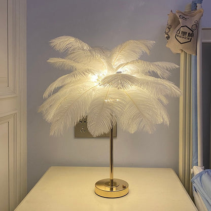 Ostrich Feather Table Lamp