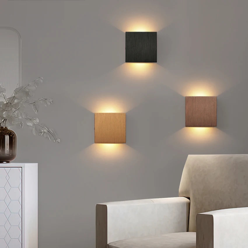 Modern Minimalist Wood Cube Wall Sconce