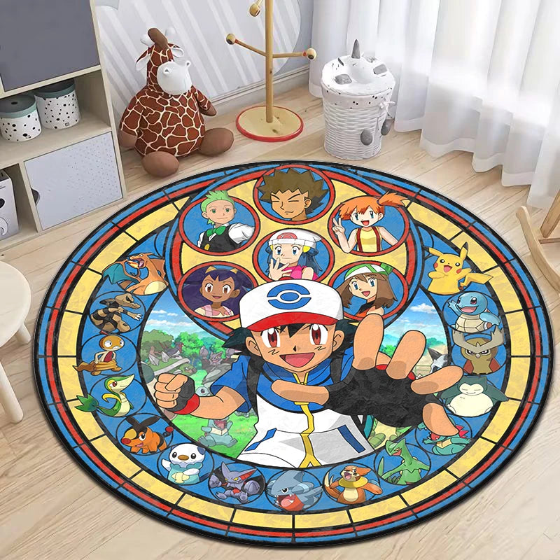 Pokemon Cartoon HD Printed Round Carpet Dropshipping Rug for Living Room Area Rug Large Pet Mat Soft Circle Rugs Room Carpet