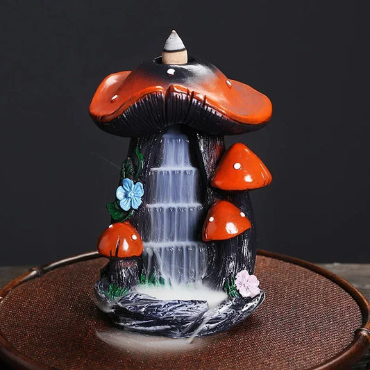 Mushroom House Waterfall Backflow Incense Burner