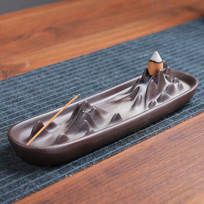 Creative Ceramic Purple Sand Incense Burner Zen Buddhist Hand Backflow Censer Lotus Dragon Shape Incense Stove Home Decorations