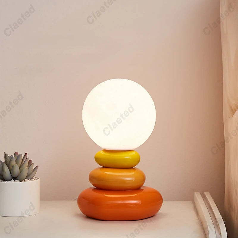 Colorful Stone Table Lamp Bedroom Bedside Lamp Creative Nordic Stacked Stone Shape Living Room Advanced Atmosphere Night Light