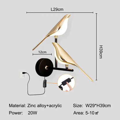 Creative Bird 360° Rotatable LED Wall Lamp