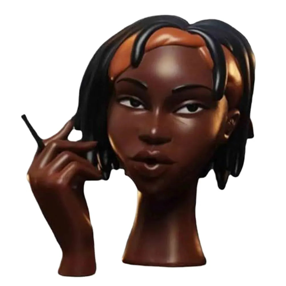 Headscents-Head Incense Burner Black Women Face Resin Incense Censer Incense Stick Holder for Living Room Bedroom Office