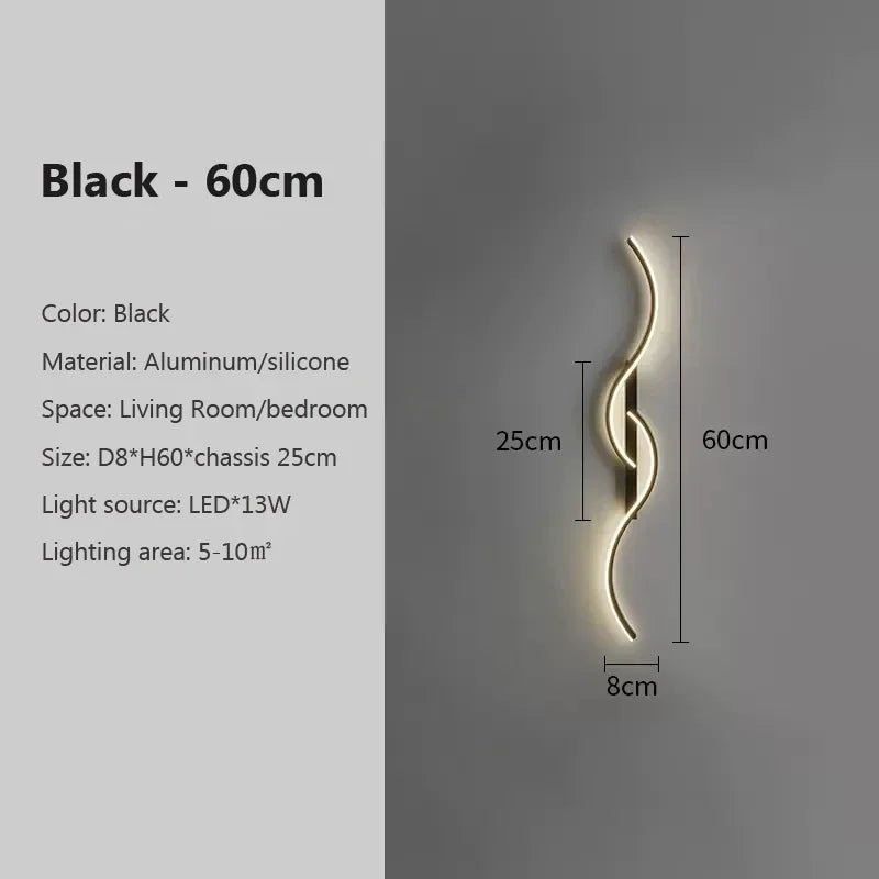 Black Wave Wall Lamp