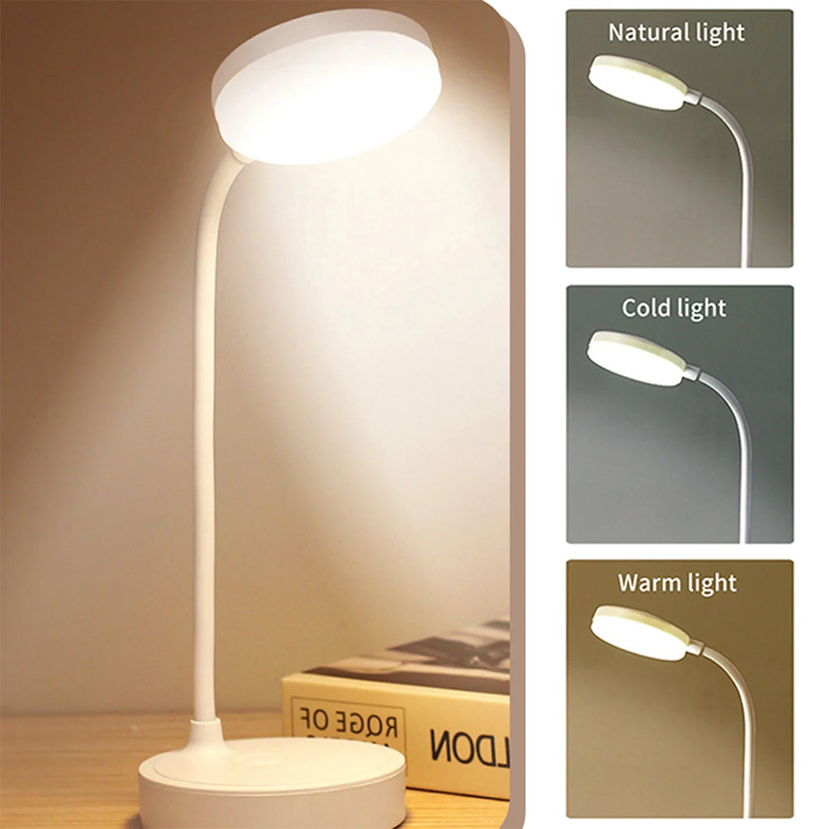 Portable LED Desk Lamp with Adjustable Dimming and USB Power