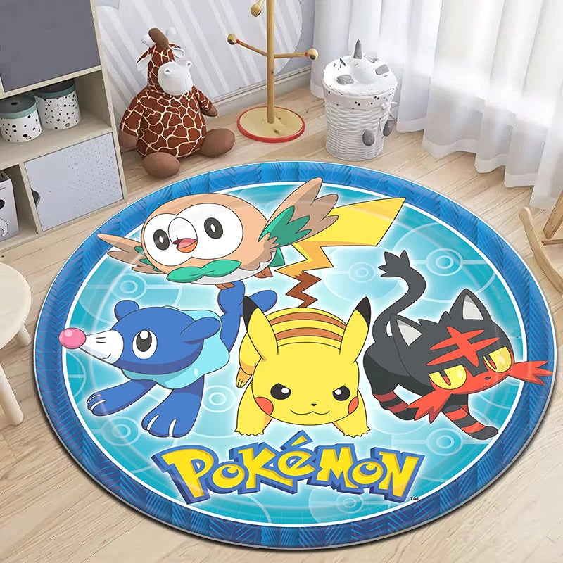 Pokemon Cartoon HD Printed Round Carpet Dropshipping Rug for Living Room Area Rug Large Pet Mat Soft Circle Rugs Room Carpet