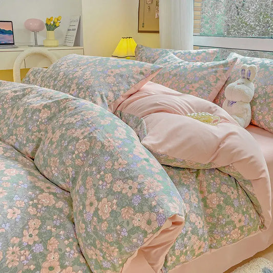 Flowers Pattern Bedding Set (4 Pieces)