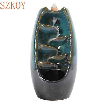 Mountain River Handicraft Waterfall Ceramic Backflow Waterfall Smoke Incense Burner Home Decor Best Christmas Gift