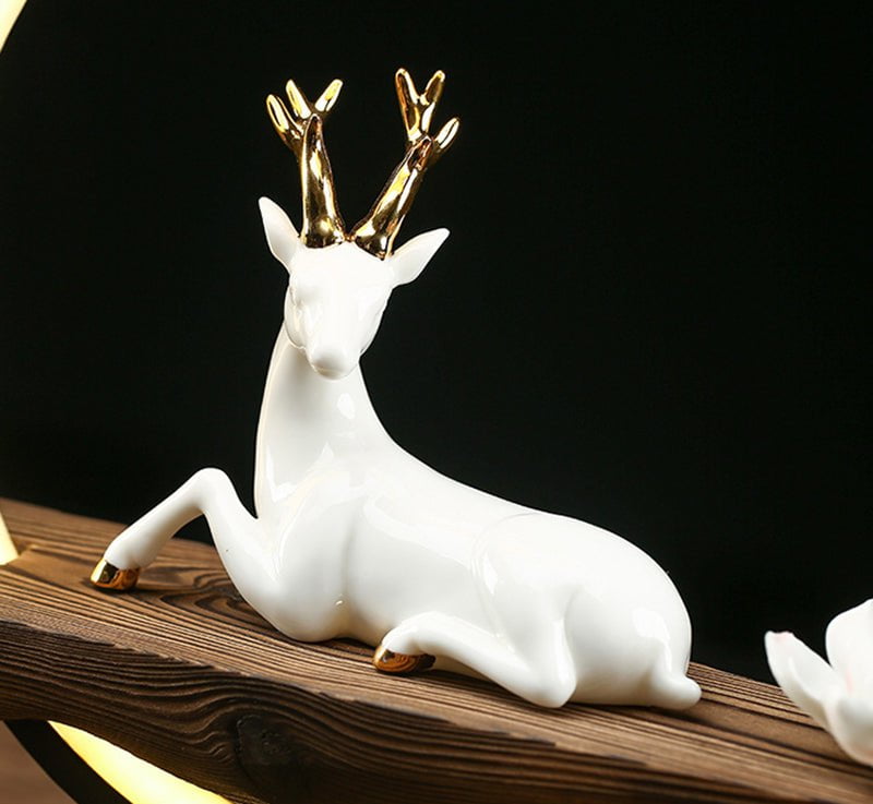 White Deer Incense Burner Table Lamp