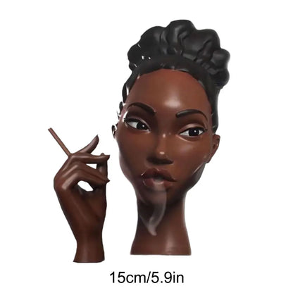 Headscents-Head Incense Burner Black Women Face Resin Incense Censer Incense Stick Holder for Living Room Bedroom Office