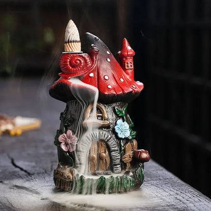 Mushroom House Resin Handicraft Home Ornaments Backflow Incense Burner