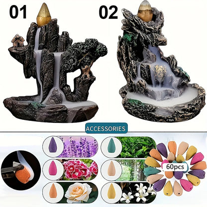 Mountains River Waterfall Reflux Incense Burner Fountain