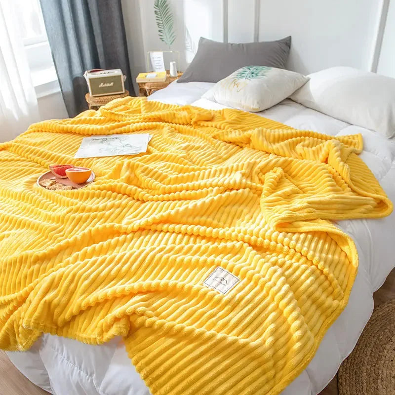 Yellow Heated Portable Fleece  Blanket