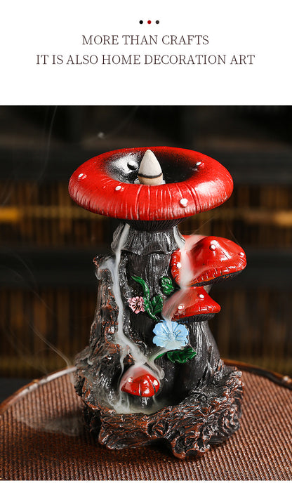 Flower Mushroom Resin Waterfall Backflow Incense Burner