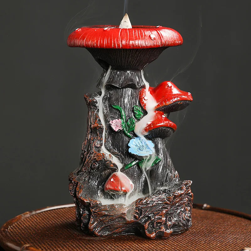 Flower Mushroom Resin Waterfall Backflow Incense Burner