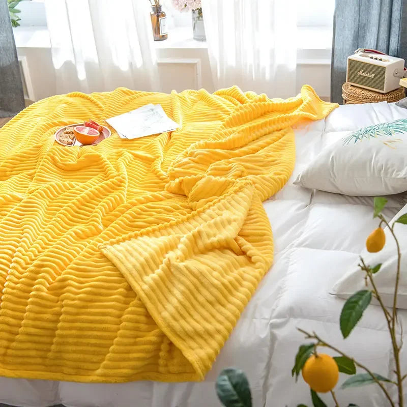 Yellow Heated Portable Fleece  Blanket