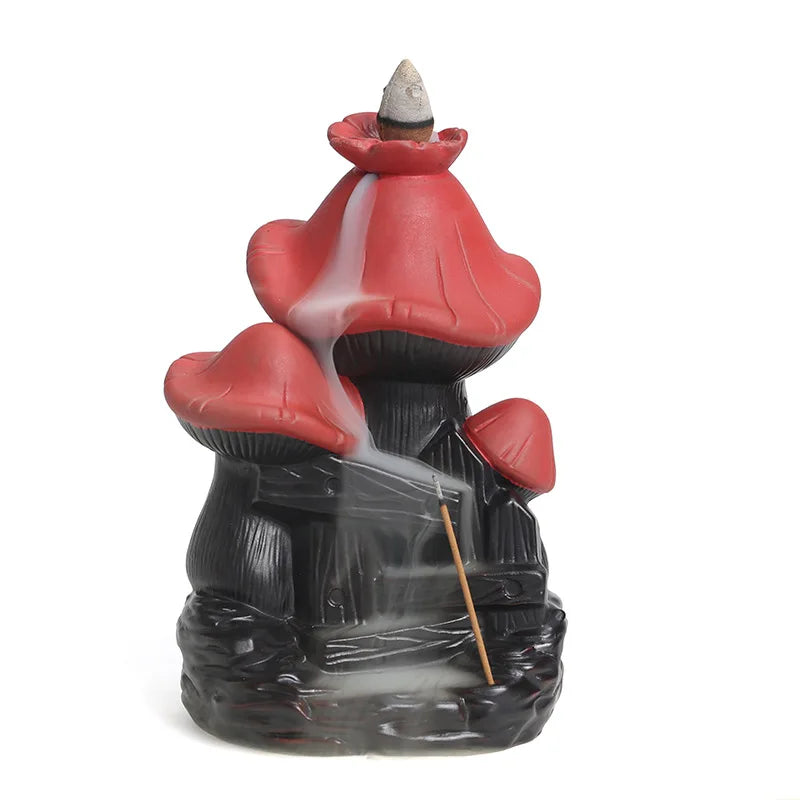 3-Mushroom  LargeCeramic Backflow Incense Burner