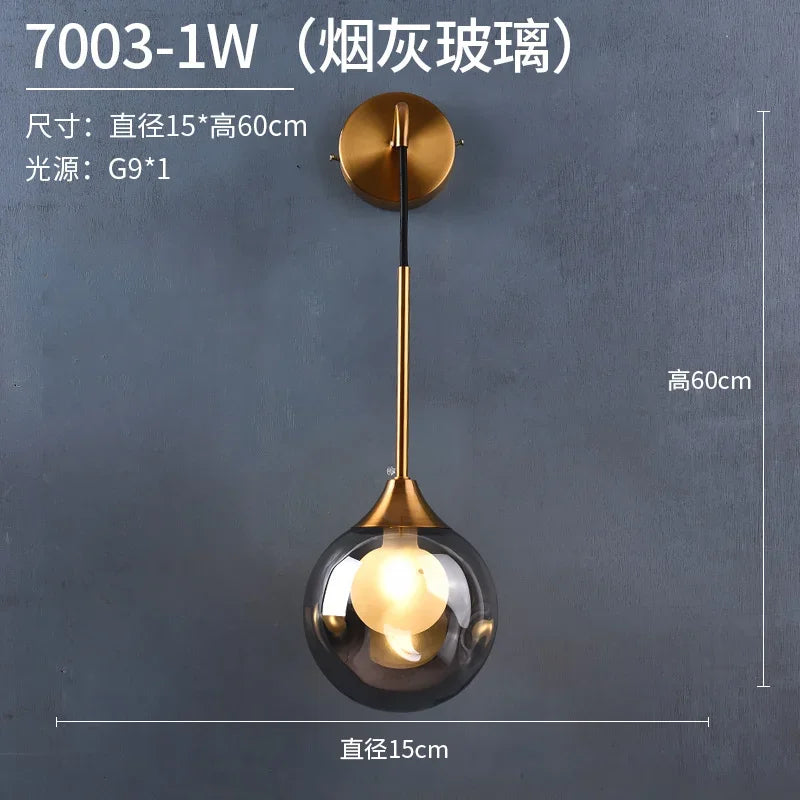 Modern Led Wall Lamp Glass Ball Gold Sconce Lighting Indoor Nordic Living Bedroom Kitchen Fixture Bedside Light Decor Luminaire