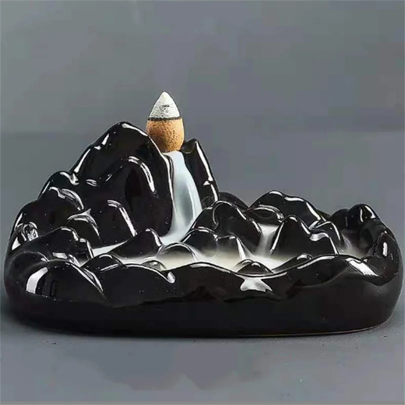 Fountain Buddha part Waterfall Creative Holder Mini Backflow Teahouse Burner Cones Censer Ceramic Home Decor Office Incense