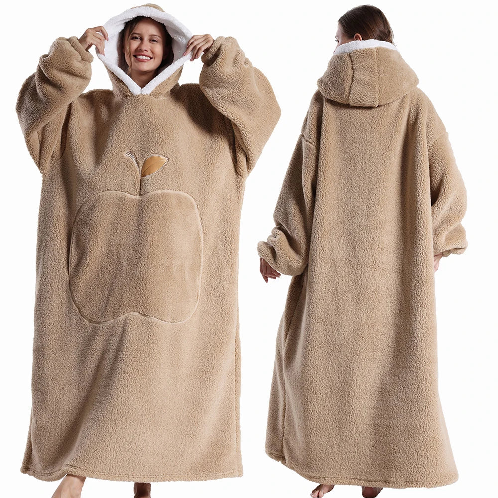 Extra Long Apple Warm Wearable Blanket (55" / 140cm)