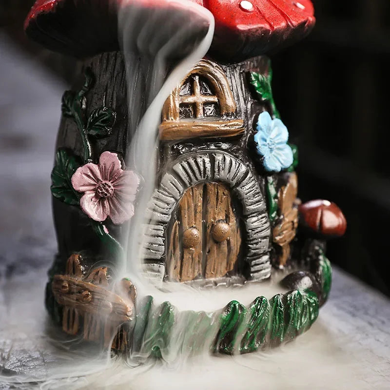 Mushroom House Resin Handicraft Home Ornaments Backflow Incense Burner